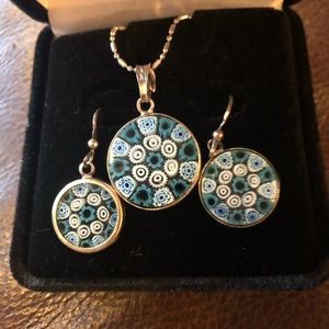 Giani Bernini Necklace Pendant & Earrings Sterling Silver New Circles Enclosed.